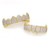 18K Electropated Micro Inralide 4a Zircon Hip-Hop Braces Grills Double Color Diamond Impripre incrusté ACCESSOIRES