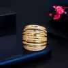 Band Cwwzircons Luxury Gold Color Justerable Multi Layer Cubic Zirconia Big Wide CZ Rings for Women Wedding Prom Party Jewelry J0160