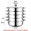 Doppia caldaie da 28 cm in acciaio inossidabile con vapore a piroscafo a vapore a vapore a vapore pentole di cottura universali per cappotto a gas a pentola a induzione