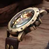 Kits Retro Bronze Skeleton Mechanical Watch Men Automatic Watchs Sport Luxury Top Brand Leather montre Relogio Masculino Horloge masculin