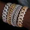 Fine Jewelry Hip Hop Men 20Mm Gold Plated Sterling Sier 3 Rows VVS Moissanite Diamond Cuban Link Bracelet