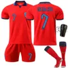 Voetbaltruien 2223 Engeland weg Red Cairn 9, Mount 19, Stirling 10, Foden 20 voetbalshirt