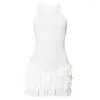 Lässige Kleider Pixiekiki ärmellose Rüschenstufe Kleid Girly Y2k Cutecore White Ripped Mini Summer Clothes Frauen 2024 P92-CI25