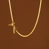 Colares colar de garganta de arco minimalista para mulheres 18K Gold Gold Bated Aço inoxidável Tiny Snake Chain Colares Presente de jóias de casamento