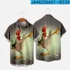 Camisas informales para hombres hawaianos estampado de camisa de manga corta con bolsillos sueltos América América Flamingo Camisa de playa de verano para hombres S-4XL