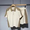 Summer Mens Loose Polo Shirt and Shorts Twopiece Set Men Casual Short Sleeve Pants Pass Korean Luxury Clothing 240412