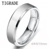 Bands Tigrade 4/6/8/10mm Silver Color Men's Titanium Ring Brushed Man Wedding Band Engagement Rings Male Jewelry Couple anel feminino