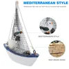 Vaser ornament seglingsmodell vid havet havsdekorationer miniatyr båt trä medelhavsfartyg
