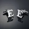 Links Simple Silver Color 26 Letter Cufflinks for men A to Z Alphabet Initial Cuff Links Business Suit Shirt Button Wedding Jewelry