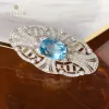 Komponenten Sterling Silber Renaissance natürliche Topaz Brosche traditionelle Edelstein -CZ -Blume Braut Hochzeit Pin C11N3S26032