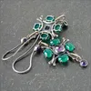 Dangle żyrandol Vintage Geometry Green Purple Stone Kolczyki Złoty srebrny kolor dla kobiet biżuteria zaręczynowa ślubna H240423
