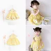 Abiti da ragazza Summer Girls Girling Dress Princess Baby Girl Duckling Applique ricamato senza maniche per bambini simpatico al ginocchio H240423