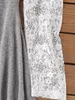 Robes décontractées femme en dentelle d'épissage bouton long manche mini robe gris sexy femelle corporel élégant