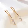 Dangle Chandelier Kinel Luxury Natural Zircon Micro Wax Mosaic Long Pendant Earrings For Women 585 Rose Gold Color Simple Fashion Daily Jewelry d240323