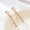 Chandelier en peluche Kinel Luxury Natural Zircon Micro Wax Mosaïque Long Pendre Boucles d'oreilles pour femmes 585 Gold Rose Couleur Fashion Simple Bijoux quotidien D240323