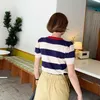 Womens T-Shirt Womengaga Korea Spring Summer Thin Loose Simple Short Puff Sleeve Stripe Plover Tees Asian Girls 86Ay 210603 Drop Deliv Ot7Nu