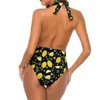 Costumi da bagno femminile con costume da bagno a frutta luminosa floreale e limone spinta sexy a un pezzo a v consuetudine da bagno elegante abbigliamento da spiaggia più dimensioni