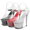 Klänningskor Model Show Stripper Heels Women Platform High Heeled Sandals Female Clear Sexy Pole Dance Girls for Party Club 2024 H240423