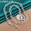 Pendenti urmylady 925 argento sterling liscio rotondo da 18 pollici collana a ciondolo per donne gioielli di moda per feste di matrimonio