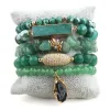 Strands RH Fashion Designer Beaded Bracelet Sets Druzy /Cubic Zircon Charm 5pc Stack Bracelets Set For Women Jewelry Gift