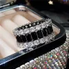 Bands Huitan Persoonlijkheid Black CZ Wedding Rings For Women Bling Bling Gorgeous nieuw ontworpen accessoires Hoogwaardige mode -sieraden