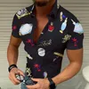 Herr t -skjortor Nya mäns tryckta Hawaiian Short Sleeve Floral Shirt Cardigan Man Tees Polos Tops