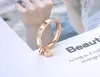 Band Lokaer Trendy Rose Gold Plated CZ Crystal Rhinestone Titanium Steel White Shell Wedding Rings for Women Engagement Gifts R19064