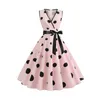 Casual Dresses Sleeveless V Neck For Women 2024 Elegant Plus Size Polka Dot Midi Bridesmaid Cocktail Party Dress With Belt