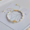 Strängar kkbead boho blomma daisy armband för kvinnor mode smycken guld färg pärlor heishi armband justerbara pulseras mujer