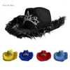 Beretti Fashion Rolled Brims Cappelli da cowboy con peluche Woman Banquets Cappello da festa XXFD
