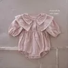 Rompers 2024 Wiosna nowa dziewczynka Bodysit Bodysuit niemowlę Solidne lapy księżniczka kombinezon noworodka maluch bawełny ubrania 0-24m H240423