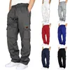 Autumn Sweatpants Men Multi-Pockets Elastic Drawstring Casual Track Pant Man Loose Straight Trousers Fitness Fleece Pants 240423
