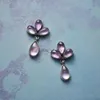 Dangle żyrandol elegancka geometria Waterdrop inkrustowane fioletowe kamienne kolczyki dla kobiet w stylu vintage metalowy srebrny kolor H240423