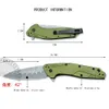 Buiten Pocket Flipper Tactical Folding Knife 3 "CPM-D2 Plain Blade, Olive Aluminium Hendle Camping Hunting Knives EDC Tool