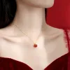 Collares Szjinao Gold Gold Natural Red Agate Collar de manzana 100% AU750 Joyas de oro originales puros Costilería de piedra natural con certificado