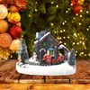 Christmas Decorations Creative Color Led Lights Small Train Village House Luminous Landscape Snow Figurines Resin Desktop Ornament 211 Ot6Rs