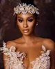 2022 Arabic Aso EBI Champagne Mermaid Wedding Dresses Lace Crystals Crystals Lussuoso abito da sposa vestito ZJ284