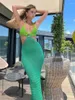 Casual jurken sexy elegante mouwloze vrouwen zomer zelfs halter gebreide diepe c uitsnede maxi jurk backless feest mode bodycon robe