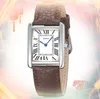 Moda Luxo Mulheres Praça Relógio 28mm Designer Nice Brown Blue Black Strap Lady Lady Clock