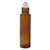 5 ml 10 ml 15 ml Glass Essential Oil Roll på flaskor med rostfritt stål rullbollar och bambu lock påfyllningsbart parfymprov Kosmetisk förpackningsflaska grossist