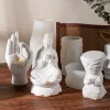 Équipements R3MC Guanyin Hand Bandlers Moules de résine de résine Lotus Base Buddhas Statue Moule de moisissure Moules de silicone pour bricolage Bijoux à chandelles