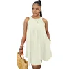 Casual Dresses Sexy Dress Europe And America Cross Border Summer Style Solid Color Sleeveless Cotton With Pocket Loose