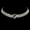 Naszyjniki srebrne kryształowy łańcuch kołnierzyka Dzicze Naszyjnik dla kobiet przyjęcie weselne Diamante Rhinestone Choker Prezenty biżuterii
