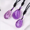 Naturligt vattendroppe Amethyst Raw Stone Polished Stone Pendant Necklace for Women Party Jewelry Gift