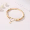 Strängar WLP Luxury Rose Gold rostfritt stålarmband Bangles Kvinnliga hjärthänge bröllop charm armband för kvinnor smycken