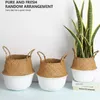 Handmade Woven Storage Basket Folding Clthoes Laundry Straw Wicker Rattan Seagrass Belly Garden Flower Pot Plant 240420