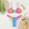 Moda de banho feminina Sexy Candy Color Bikini Set duas peças acolchoadas Baixas de tanga de tendão de tendão Bathingsuit de traje