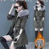 Women's Jackets Winter Plus Cotton Thick Denim Jacket Women Warm Parkas Hooded Fur Collar Long Jeans Female Outerwear