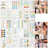 Tattoos 30pcs Korean Ins Hyunya Tattoo Sticker Kawaii Cute Cartoon Line Finger Bracelet Colorful Smiling Face Neck Foot Tattoo Sticker