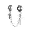 Kolczyki Tytanium Stalowe kolczyki Uch Ear Fałszywe przekłuwanie dla mężczyzn łańcuch mody Tassel Cross Ear Clip Clip dla kobiet dziewczęta